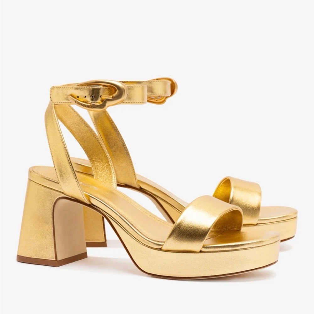 Larroude Gold Dolly Verona Low Platform Sandals
